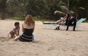 John Cusack, Rachelle Lefevre, Veronica Faye Foo, and Briana Roy in Reclaim (2014)