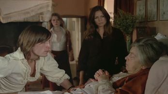 Joe Dallesandro, Therese Giehse, Cathryn Harrison, and Alexandra Stewart in Black Moon (1975)