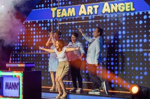 Manny Angeles, Pia Arcangel, Krystal Reyes, and Eva Marie A. Ercilla in Family Feud Philippines (2022)