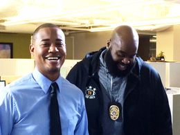 Derrex Brady & Jeremy Solomon McBryde in between takes on feature film Killing Lazarus (2015).