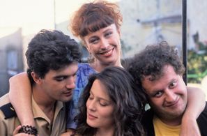 Antonio Banderas, Juan Echanove, Verónica Forqué, and Aitana Sánchez-Gijón in Going Down in Morocco (1989)