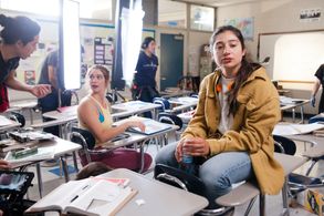 Ashley Heimbach and Yhana Sibelle on set of 'Aye Boy'