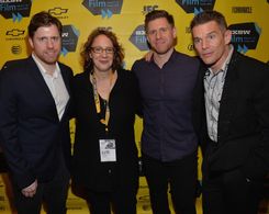 Ethan Hawke, Janet Pierson, Michael Spierig, and Peter Spierig at an event for Predestination (2014)