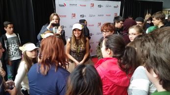 India Dupre greets audience members after a screening of STRIPPED