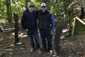 Aaron Falvey and Kenny Holdaway on the set of Ascendance (2017).