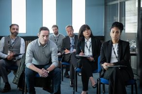 Andrew Dowbiggin (DS Clarke) and Marsha Thomason (DS Townsend) in “The Bay”, series 3.