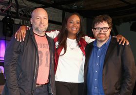 Zak Penn, Aisha Tyler, and Ernest Cline at an event for Ready Player One LIVE at SXSW (2018)