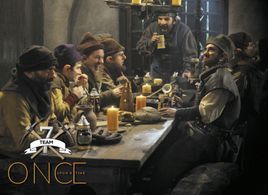 Michael Coleman as Happy, Lee Arenberg as Grumpy, Gabe Khouth as Sneezy, and Faustino Di Bauda as Sleepy, Mig Macario as