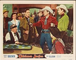 Johnny Mack Brown, Roy Butler, Phyllis Coates, James Ellison, and Marshall Reed in Oklahoma Justice (1951)