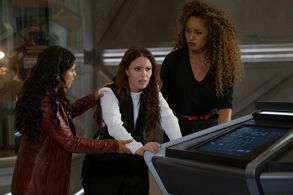 Lisseth Chavez, Amy Louise Pemberton and Olivia Swann in DC's Legends of Tomorrow