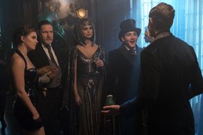 Donal Logue, Morena Baccarin, David Mazouz, and Camren Bicondova in Gotham (2014)
