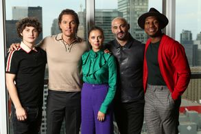Matthew McConaughey, Yann Demange, Bel Powley, Jonathan Majors, and Richie Merritt at an event for White Boy Rick (2018)