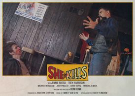 She Kills art card. From left to right. Michael Merchant as Reggie Trey Harrison as Dirk