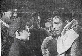 Buster Crabbe, Milton Kibbee, Donald Mayo, and Glenn Strange in The Contender (1944)