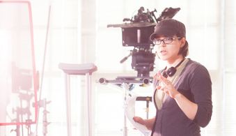 Courtney Ware on the set of Sunny in the Dark