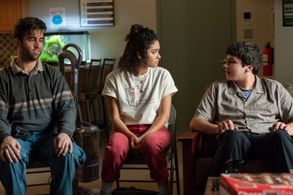 Mark Blane, Brittany O’Grady and Kevin Valdez in “Little Voice,” now streaming on Apple TV+.