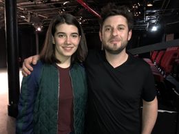 Mavis on set with YES Director Rob Margolies