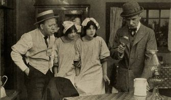 Sally Crute, Gladys Hulette, Edward O'Connor, and Barry O'Moore in The Adventure of the Missing Legacy (1914)