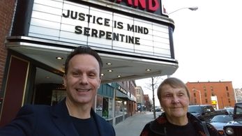 Mark Lund and his mother arrive at The Strand Theatre on March 6, 2017.