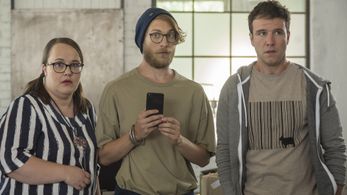 Zsolt Dér, Andrea Balázs, and Áron Molnár in Neither with You (2019)