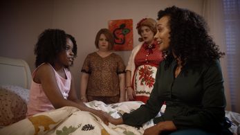 Amina Massai, Michele Simms, Ashley B. Jones, and Leyla Lawrence in A Christmas Karen (2022)