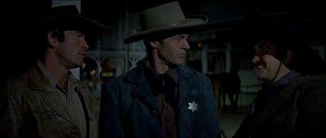 Rodolfo Acosta, Ken Clark, and Robert Ryan in The Proud Ones (1956)