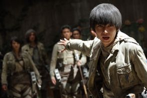 Kanata Hongô, Nanami Sakuraba, and Takahiro Miura in Attack on Titan Part 2 (2015)