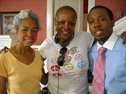 Redeemer - director on set with actors S. Pearl Sharp and CJ McBath
