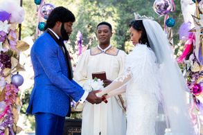 Amin Joseph, Angela Lewis, and Kelcey Watson in Snowfall: Celebration (2022)