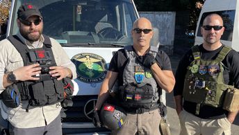 Christopher Loverro conducting evacuations in the town of Bakhmut , Ukraine.