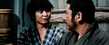 Shintarô Katsu and Osamu Sakai in Zatoichi at Large (1972)