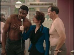 Ed O'Neill, Teresa Parente, and Harold Sylvester in Married... with Children (1987)