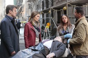 Jon Huertas, Tamala Jones, Nathan Fillion, Stana Katic, and Scott Broderick in Castle (2009)