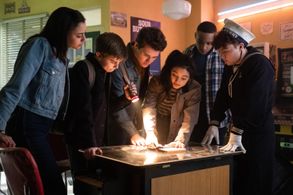 Alexander Elliot, Keana Lyn Bastidas, Rohan Campbell, Cristian Perri, Adam Swain, and Riley O'Donnell in The Hardy Boys 