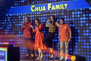 Brian Gumabao, Nadine Samonte, Michelle Gumabao, and Richard Chua in Family Feud Philippines (2022)