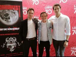 Potter, Rob van Vuuren and Eden Claassens at the premier of Slumber Party Massacre