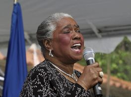 Linda Hopkins at the First Day Ceremony for the USPS's Hattie McDaniel stamp in Beverly Hills