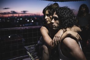 Marzy Hart & Michael Varamogiannis in character on the set of Jones