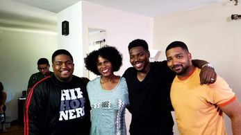 On the set of Not Another Black Movie with Jay Davis, Janet Hubert and Black Jack Johnson