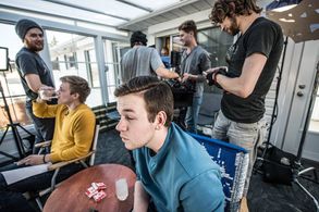 Griffin Cork on the set of 