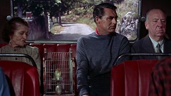 Cary Grant, Alfred Hitchcock, and Adele St. Maur in To Catch a Thief (1955)