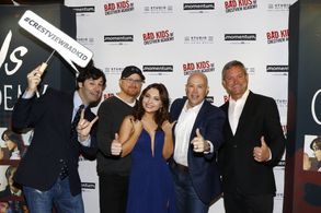 Brad Keller, Barry Wernick, Samantha Hanratty, and James R. Hallam at an event for Bad Kids of Crestview Academy (2017)