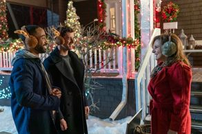 Philemon Chambers and Michael Urie and Kath Najimy in Single All The Way