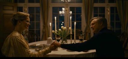 Shannan Wilson as Bobbi Mahoney alongside Bill Pullman in Halston