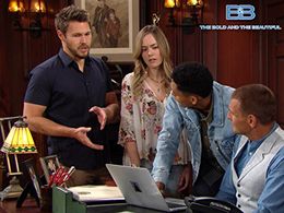 Ingo Rademacher, Scott Clifton, Annika Noelle, and Adain Bradley in The Bold and the Beautiful (1987)