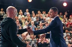 Vince August and Trevor Noah at The Daily Show with Trevor Noah
