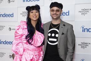 Keith Calder and Jess Wu Calder at an event for Blindspotting (2021)