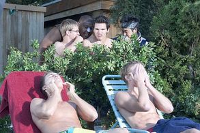 Omar Benson Miller, Matt Barr, Russell Howard, Jason Earles, Tad Hilgenbrink, and Jun Hee Lee in American Pie Presents: 