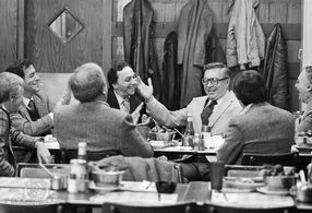 Sandy Baron, Jackie Gayle, Morty Gunty, Will Jordan, Corbett Monica, and Jack Rollins in Broadway Danny Rose (1984)