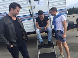 ADOPTABLE bts - (r to l) Noah Wyle, Monty Miranda (dir),Scott Lowell